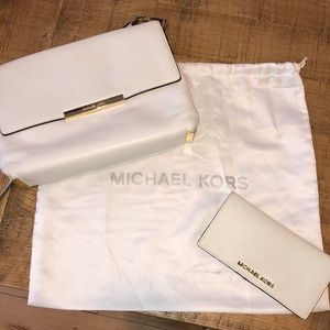 Michael Kors White Crossbody with Matching Wallet